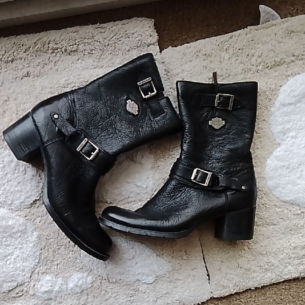 Harley Davidson Leather Buckle Boots 9